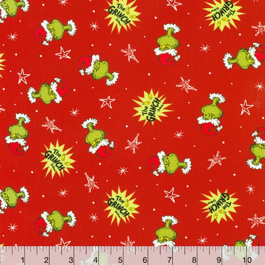 Dr. Seuss™ Grinch Head Toss Cotton Fabric